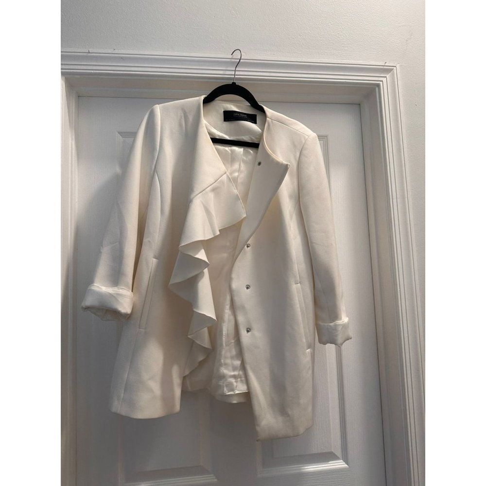 Zara Women's Jacket & Coat White size large @@@